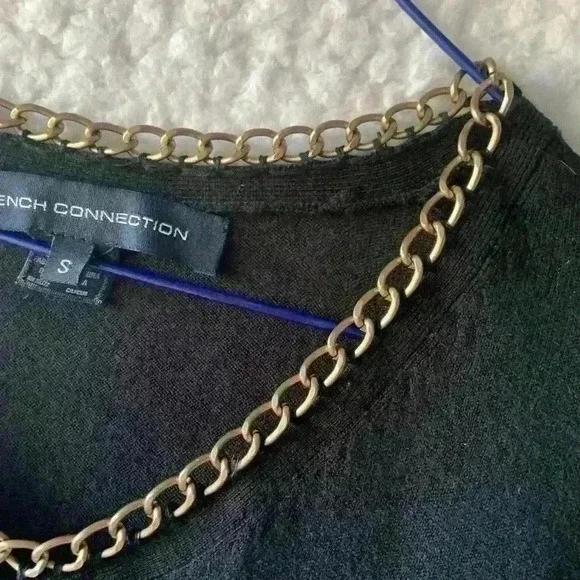 French Connection | Black  oversized knit chain top size small - Picture 3 of 3
